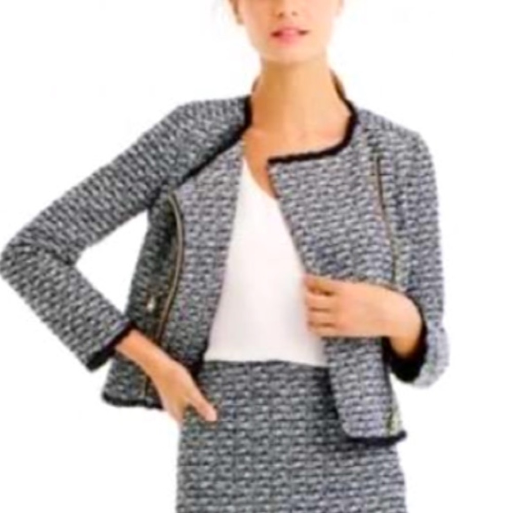 J Crew fringy tweed Zip Jacket Sz 0 NWOT